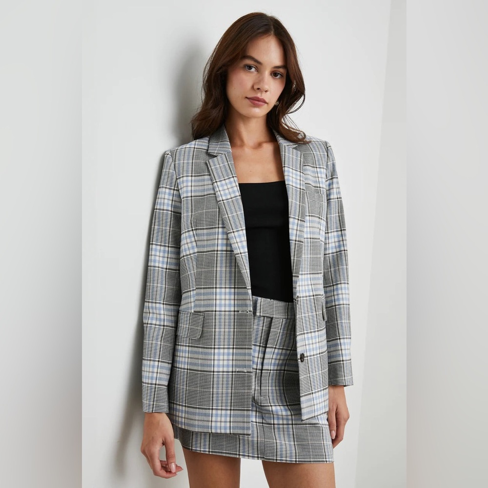 Rails Stanton Plaid Blazer in Sky and Cocoa